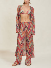 Beach Resort – Midi-Cardigan mit Glockenärmeln und geometrischem Print
